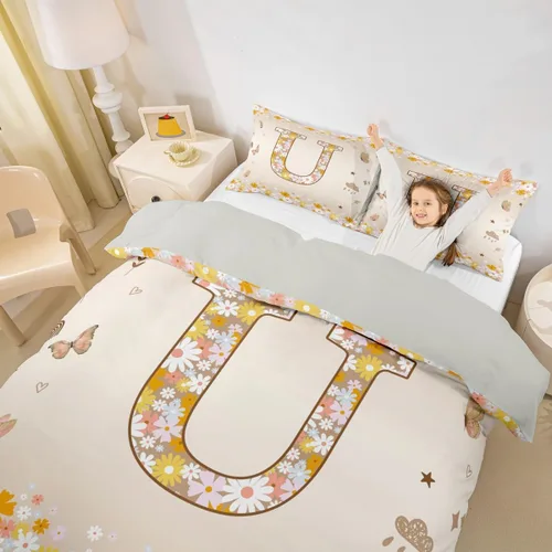 Miniatura 26 de Erosebridal Groovy - Juego de ropa de cama con inicial B de flores de los años 60S y 70S, funda de edredón floral vintage, juego de cama retro