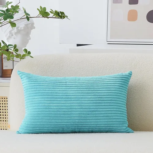 Miniatura 18 de Home Brilliant Funda de cojín decorativo amarillo mostaza 18x18 de pana acanalada suave a rayas decoración de otoño para sofá cama decoración