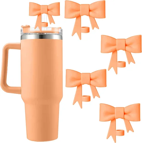 Miniatura 10 de 6 piezas de cubiertas de pajita de silicona para vasos Stanley de 40/30 oz 10 mm (0.4 pulg) cubiertas de pajita a prueba de polvo con diseño
