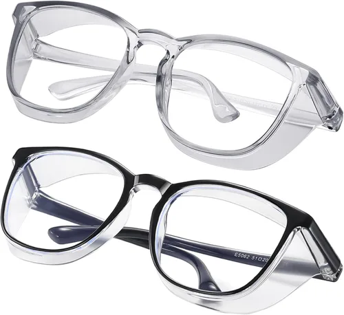 Miniatura 42 de Gafas de seguridad para enfermeras, gafas protectoras – Antivaho marco cuadrado elegante gafas transparentes para mujeres y hombres C16-negro Gery