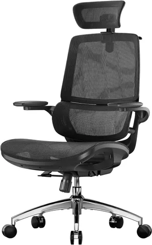 SIHOO M59AS - Silla de oficina ergonómica, silla de escritorio con reposabrazos abatibles 3D, silla de computadora con diseño de respaldo doble y