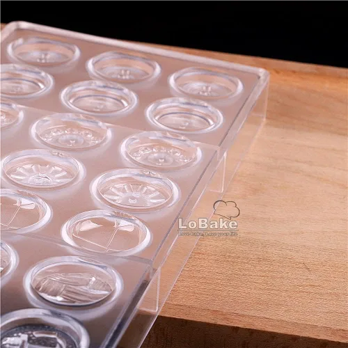 Miniatura 4 de LoBake 21 cavidades 7 diseños botón redondo policarbonato PC chocolate molde caramelo cubo de hielo molde Sugarcraft moldes DIY hornear