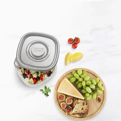 Miniatura 4 de Recipientes de almacenamiento de alimentos GladWare Home Tall Entrée, cuadrados grandes con capacidad para 42 onzas, juego de 3 unidades, con sello