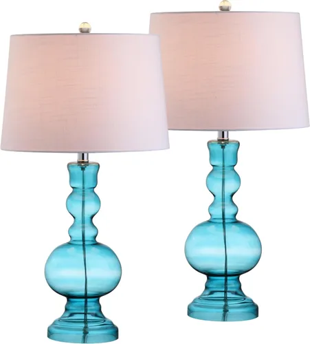 Miniatura 9 de JONATHAN Y Juego de 2 lámparas de mesa de cristal azul marino de 28.5 pulgadas para decoración de sala de estar, dormitorio, lámparas de noche