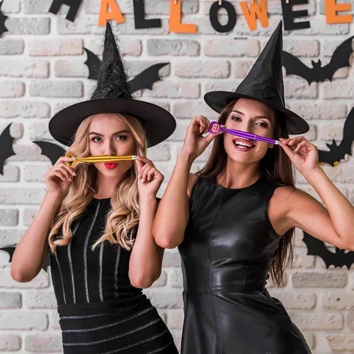 Miniatura 5 de Teling Paquete de 24 bolígrafos de Halloween con forma de calabaza, calavera, murciélago, corazón, 0.039 in, tinta negra, bolígrafos retráctiles