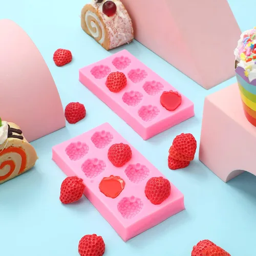 Miniatura 3 de Newtay Molde de fresa de silicona 3D para cupcakes y fresas para bricolaje, decoración de pasteles, galletas, chocolate, azúcar, polímero, arcilla