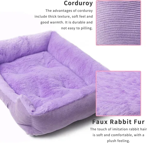 Miniatura 3 de Cama para perros pequeños, de 20 pulgadas, para perros pequeños, cama rectangular suave para cachorros con superficie de felpa, cama lavable