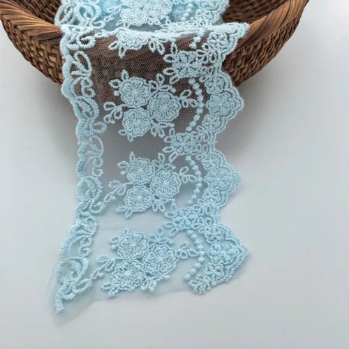 Miniatura 2 de Cinta de encaje con ribete de encaje, delicada cinta de corona para manualidades, costura y decoración de vestidos de novia, 3.3 pulgadas de ancho 5