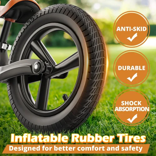 Miniatura 5 de Ridego Bicicleta de equilibrio de 14 pulgadas para niños de 3 a 6 años, bicicleta ligera para niños con asiento ajustable, bicicleta de empuje