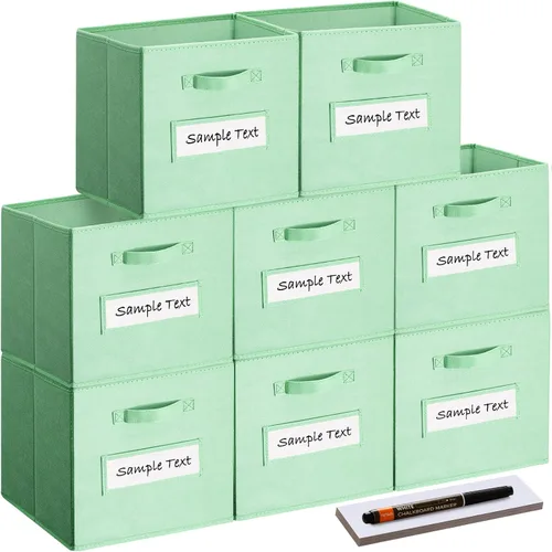Miniatura 30 de Cubos de almacenamiento de tela (juego de 8) cubos de almacenamiento de 11 pulgadas, cubos de almacenamiento con 8 etiquetas, tarjetas de ventana