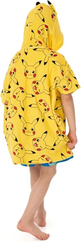 Miniatura 3 de Pokemon Poncho de toalla para niños Toalla de baño de anime amarilla con orejas 3D Traje de baño estampado Pikachu, Amarillo