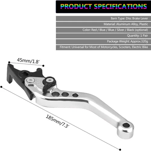 Miniatura 6 de Keenso Palanca de freno de doble disco, 1 par de 4 colores universal CNC aleación de aluminio modificación de motocicleta palanca de freno de disco