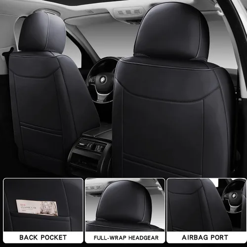 Miniatura 4 de Fundas de asiento de automóvil de cuero de cobertura completa de ajuste universal para automóviles, sedanes, camiones, SUV, protector de asiento