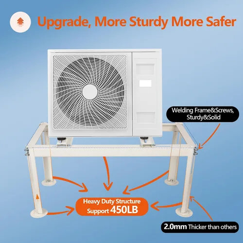Miniatura 3 de WeCooper Mini Split Base de piso para 9000-24000 BTU, Soporte de condensador resistente, Soporte de AC Mini Split para sistema de bomba de calor