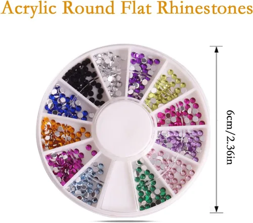 Miniatura 4 de Diamantes de imitación para manualidades con purpurina gruesa para manualidades y diamantes de imitación para uñas con pinzas, 4 unidades, purpurina