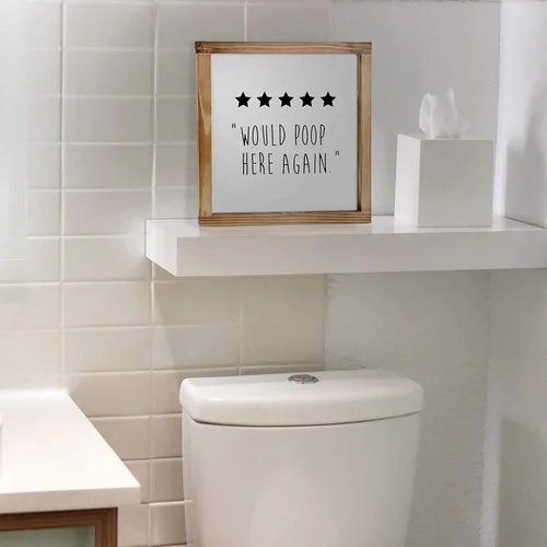 Miniatura 7 de MAINEVENT Letreros divertidos para baño con marco moderno de madera rústica