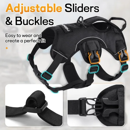 Miniatura 7 de rabbitgoo Arnés para perro a prueba de escapes, arnés suave acolchado de cuerpo completo para mascotas, chaleco reflectante ajustable sin tirones