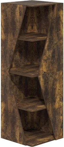 Miniatura 6 de Furinno ECON - Estantería apilable 2 en 1, estantería esquinera de 4 niveles con estante de exhibición, 16.1 x 16.1 x 49.1 pulgadas, para sala