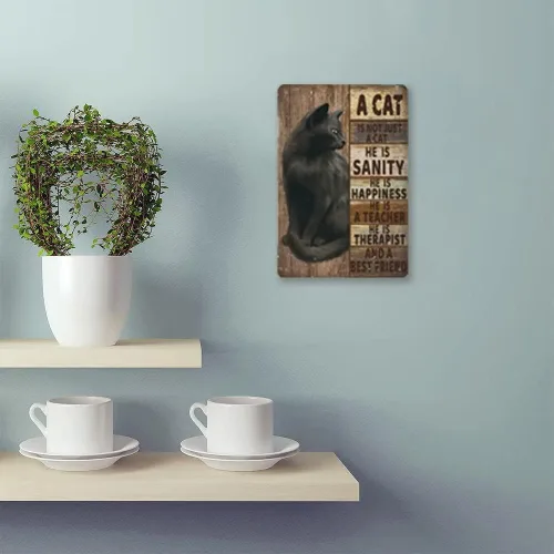 Miniatura 3 de Cartel de lata con texto en inglés "A Cat Is Not Just A Cat" de 8 x 12 pulgadas, divertido póster de metal para decoración de jardín, hogar, baño