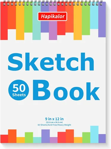 Miniatura 8 de Cuaderno de bocetos de 9 x 12 pulgadas, paquete de 2 blocs de 50 hojas con espiral, cuaderno de bocetos de artista, papel de dibujo libre de ácidos