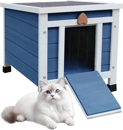 Miniatura 15 de Rockever Casa para gatos al aire libre, casa aislada para gatos al aire libre con forro cálido para invierno, jaula de conejo, refugio exterior