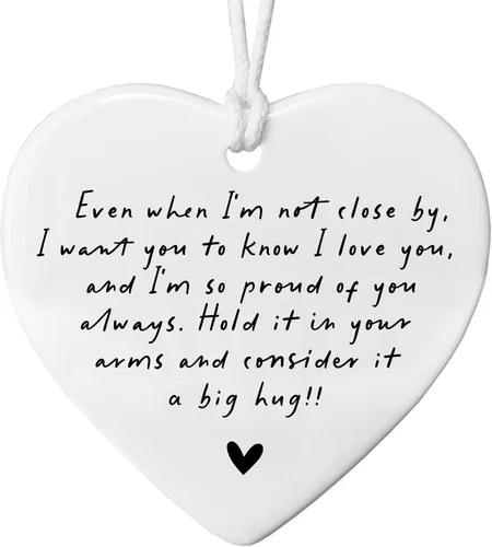 Even When I'm Not Close By Heart - Adorno de cerámica para hermana, regalo para mi hija, adorno de corazón de Navidad, regalo de recuerdo para mejor