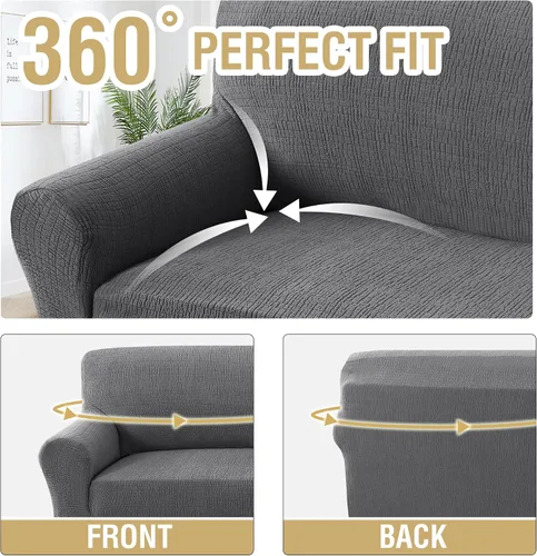 Miniatura 5 de H.VERSAILTEX - Funda elástica para sofá de jacquard con protector de muebles impermeable de 1 pieza, fundas para sofá elásticas con parte inferior