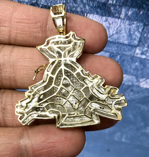Miniatura 5 de TGDJ Colgante de bolsa de dinero de oro amarillo de 10 quilates, colgante de pilas de 100 dólares para hombres, dije de 1.85 pulgadas, 0.97 quilates
