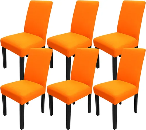 Miniatura 88 de JQinHome Juego de 8 fundas para sillas de comedor, fundas de alta elasticidad extraíbles y lavables, fundas protectoras de asiento para silla