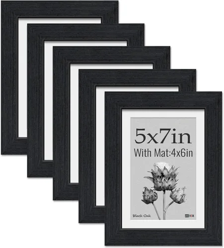 Miniatura 15 de VCK Portarretratos de 5 x 7, 2 unidades, grano de madera natural, roble negro y vidrio HD, para fotos de 4 x 6 con paspartú o 5 x 7 sin paspartú