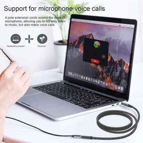 Miniatura 5 de MOSWAG Cable de extensión macho a hembra de 0.138 in con adaptador de audio estéreo de micrófono, nailon trenzado, compatible con estéreo