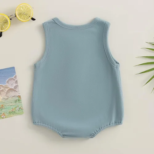 Miniatura 7 de Mameluco básico de algodón sin mangas para bebé, niño y niña, de algodón, de gran tamaño, traje de verano