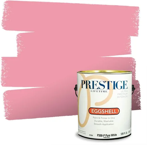 Miniatura 188 de Prestige Paints E100-T-SW6591 Pintura exterior e imprimación en uno, 1 galón, plano, combinación comparable de Sherwin Williams Amaryllis, 1 galón