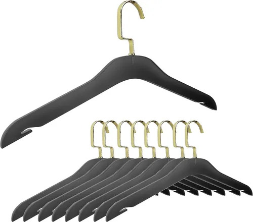 Miniatura 19 de Designstyles - Perchas de acrílico transparente, paquete de 10 organizadores de armario elegantes y resistentes con ganchos de acero cromados, Negro