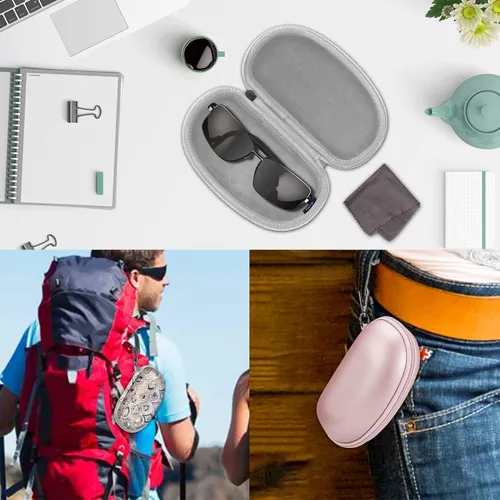 Miniatura 7 de Fintie Funda para lentes de sol con mosquetón, carcasa rígida a prueba de golpes, funda para gafas deportivas con cremallera de viaje
