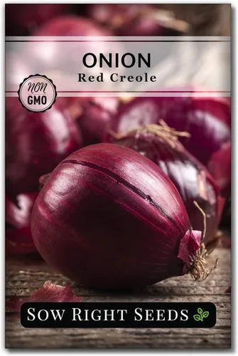 Sow Right Seeds - Semillas de cebolla criolla roja para plantar - Paquete de reliquia sin OMG con instrucciones para plantar un huerto casero -