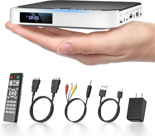 Miniatura 10 de Mini reproductor de DVD HDMI, DESOBRY 1080P HD pequeño y compacto para Smart TV con todas las regiones libres, reproductor de DVD y CD con salida