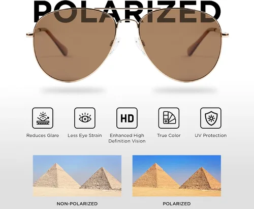 Miniatura 4 de EVEE Gafas de sol polarizadas estilo aviador, gafas de sol militares clásicas (cout)