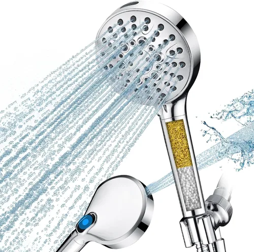 Miniatura 11 de BRIGHT SHOWERS Cabezal de ducha de alta presión con mango, 9 ajustes de pulverización, cabezal de ducha con lavado a presión integrado para limpiar