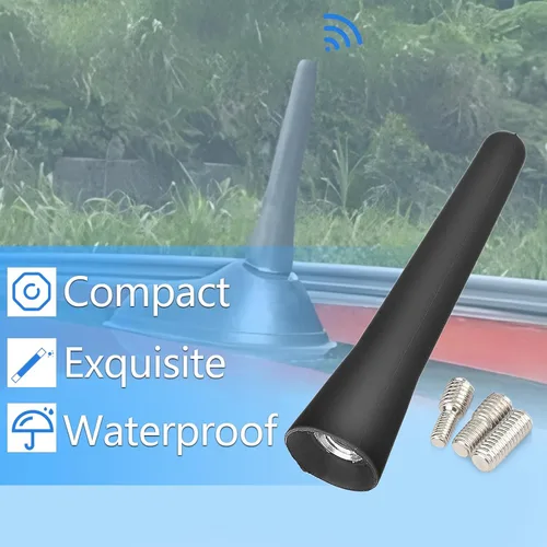 Miniatura 3 de Antena universal de repuesto para automóvil de 2.5 pulgadas, color negro, recepción optimizada de FM/AM, mini antena corta de aluminio para vehículo