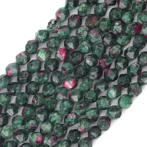 Miniatura 22 de BEADIA Cuentas redondas de facetas de piedra natural de amazonita de 6 mm para hacer joyas, tira de 36 cm