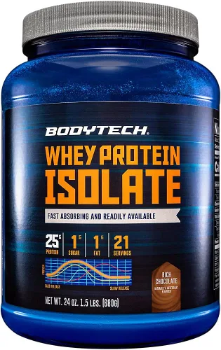 Miniatura 11 de BODYTECH Proteína de suero aislado en polvo - 25g de proteína por porción con BCAA - Absorción rápida para el crecimiento muscular y recuperación