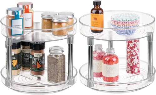 mDesign - Plato giratorio de 2 niveles para almacenamiento de alimentos, 9.0 in, redondo