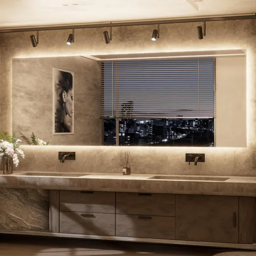 Miniatura 46 de TETOTE - Espejo retroiluminado para baño con luz, botón táctil regulable y función antivaho (horizontal o vertical)