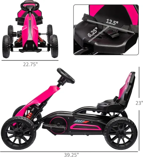 Miniatura 7 de Aosom Go Kart eléctrico de 12 V para niños, juguete para montar al aire libre con accionamiento hacia adelante hacia atrás y velocidad ajustable