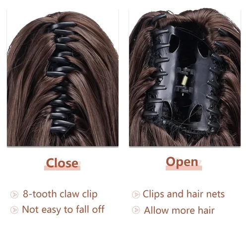 Miniatura 314 de Extensiones de cola de caballo de cabello rubio, extensiones de cola de caballo para mujer, pinza de extensiones de cabello rizado de 12 pulgadas