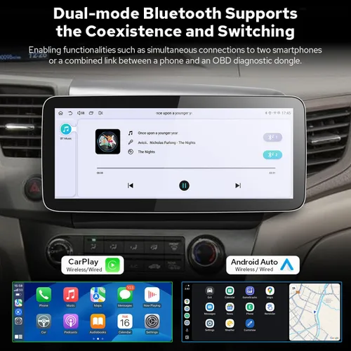 Miniatura 5 de JOYING Radio de coche para Honda Civic 2012, pantalla táctil QLED de 12.3 pulgadas Android 13 estéreo para coche 12 GB+256 GB Plug and Play