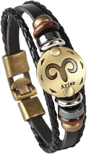 Hamoery Pulsera de cuero de aleación punk para Constellation trenzada pulsera pulsera brazalete