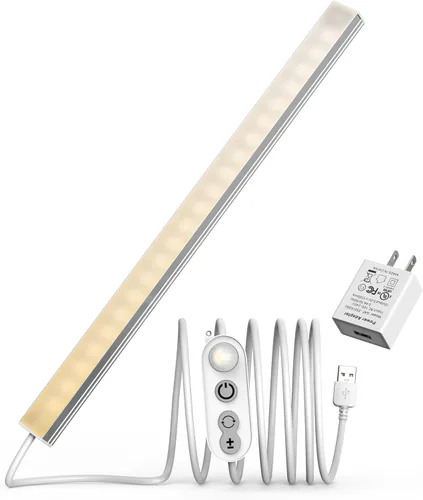Miniatura 8 de ASOKO Iluminación LED para debajo de gabinete, 3 colores cambiantes (2700K, 4000K, 6000K), 14.5 pulgadas enchufe USB para debajo del escritorio, luz