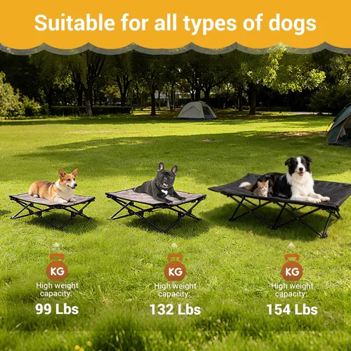 Miniatura 9 de KingCamp Cama elevada para perros para perros grandes, cama de mascotas elevada y fresca para exteriores con malla lavable y transpirable y pies